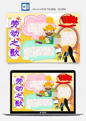 劳动节五一工人手抄报电子小报黑板报展板报海报WORD素材模板设计预览图