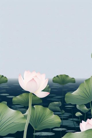 简约摄影清新荷花白绿色背景