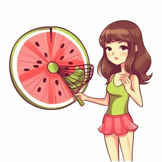 夏日女孩西瓜风扇背景