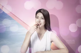 电商广告美妆美女紫色背景