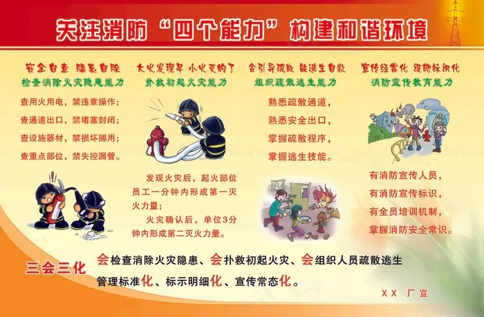 关注消防“四个能力”构建和谐环境psd模版下载