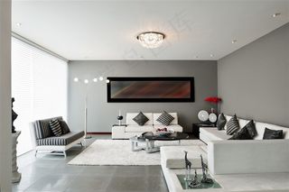 大客厅的内景陈设渲染效果高清图片