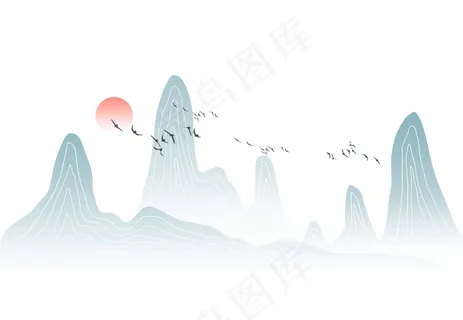 中国风 复古烟 青色 清新山水 剪纸元素 景色 PNG 免抠 素材 中国风 复古烟 青色 清新山水 剪纸元素 景色 PNG 免抠 素材