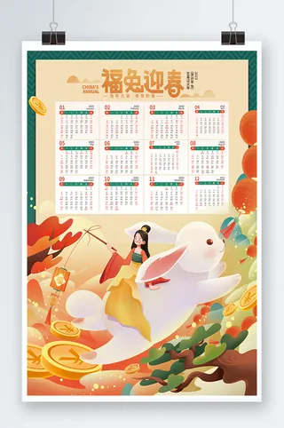 2023日历 兔年日历兔年挂历