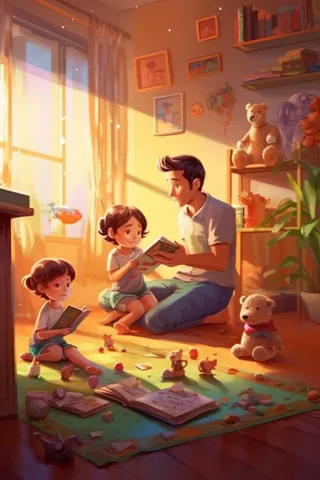 父亲教孩子画画陪伴孩子背景3