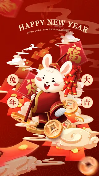 兔年 兔年吉祥2023年海报展板