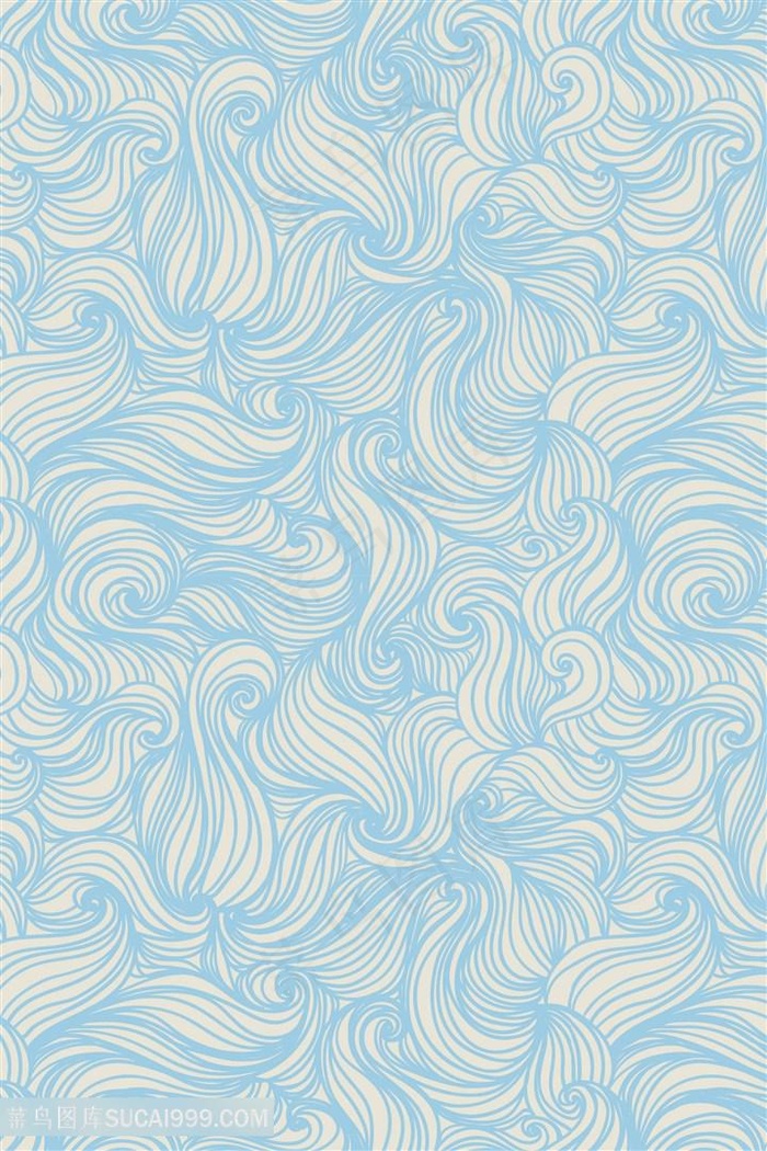 矢量古典复古线描祥云海水纹理背景