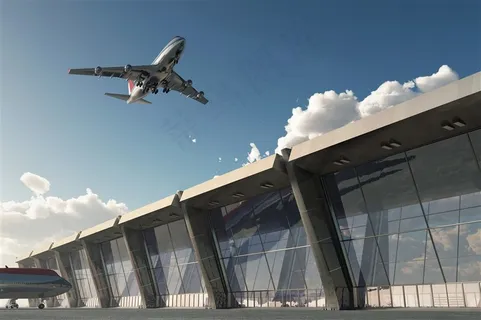飞机场上空的飞机 飞机场上空的飞机