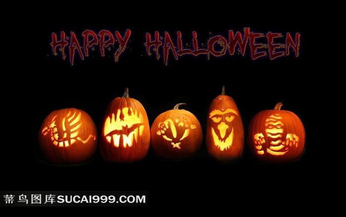 万圣节雕刻的各种南瓜灯