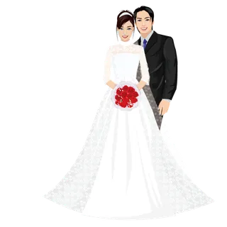 婚纱卡通人物婚礼白纱结婚婚纱摄影手绘