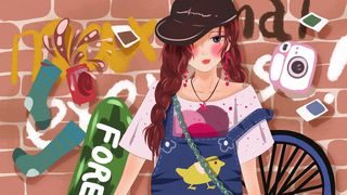 卡通涂鸦街头彩色墙绘壁纸插画儿童创意嘻哈漫画图集PSD素材