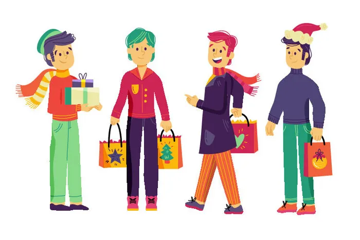 冬天服饰服装冬装穿冬装保暖冬季卡通人物男女装Ai矢量图片素材ai矢量模版下载