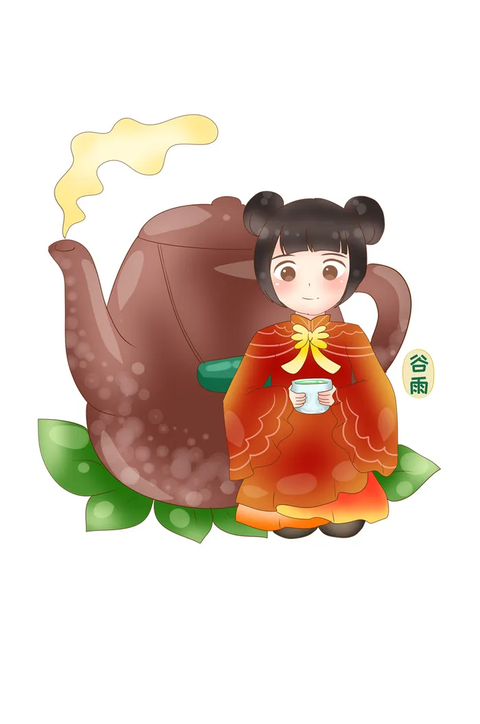 二十四节气谷雨场景插画psd模版下载
