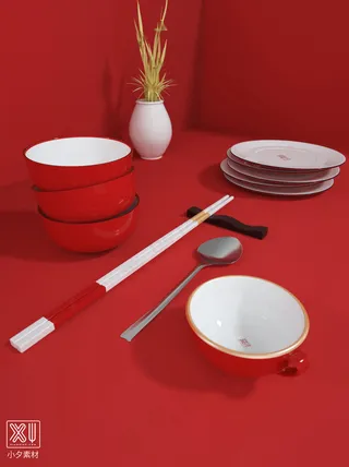国潮风中式文创餐具智能样机