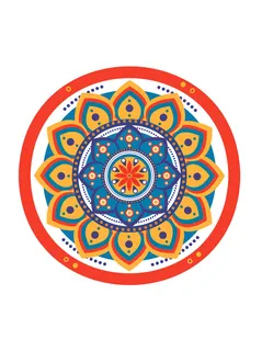 中国风古典民族风手绘曼陀罗花纹圆形插画AI矢量装饰图案PSD素材