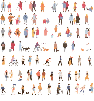 卡通小人人物素材矢量路人