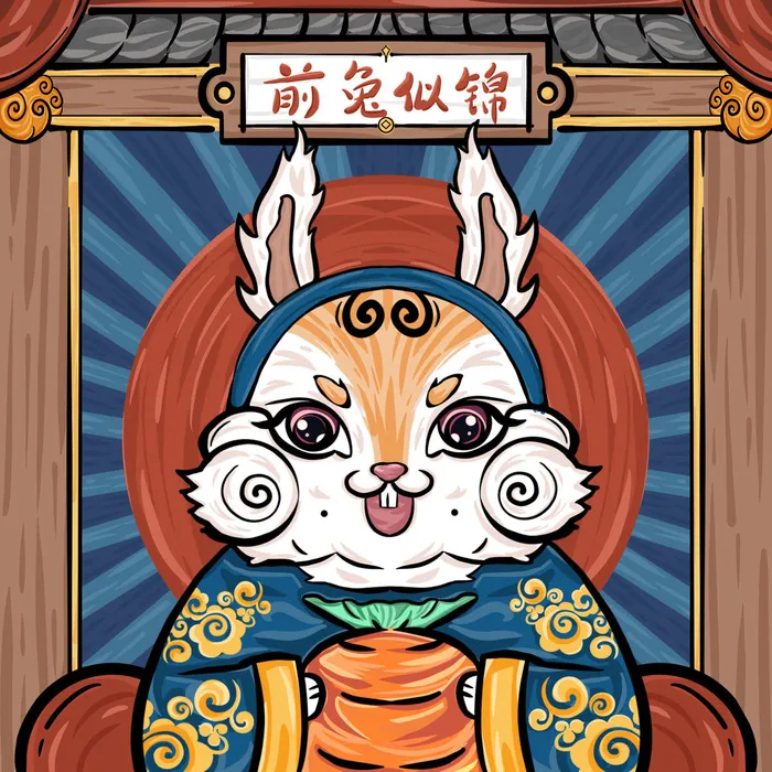 手绘2023兔年新年卡通兔子形象IP插画元素PSD设计素材png图案psd模版下载