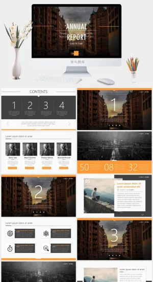 简艺卓然——简约扁平杂志风欧美范工作汇报ppt模板预览图