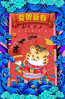 虎年海报虎年大吉新年海报2022