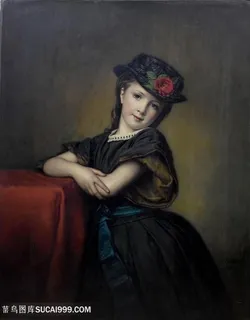 坐在椅子上的小女孩油画图片 坐在椅子上的小女孩油画图片