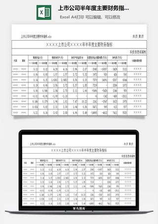 上市公司半年度主要财务指标excel模板