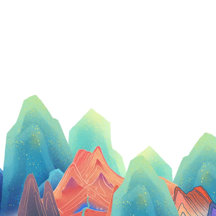 中国风国潮山水插画祥云中式手绘烫金线条元素png装饰背景PSD素材psd模版下载