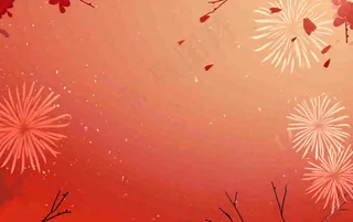 红色喜庆烟花缤纷节日背景，新春新年除夕