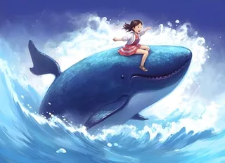 海洋鲸鱼水面儿童素材背景