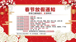 虎年新年春节放假通知海报模板ps公司店铺banner设计psd素材.