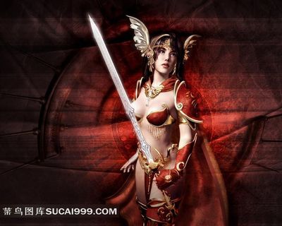 拿宝剑的清纯性感动漫美女插画素材