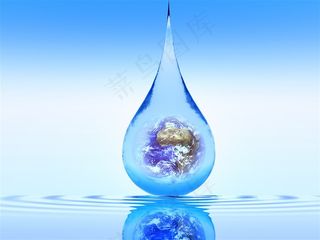 一滴蓝色水滴里的地球