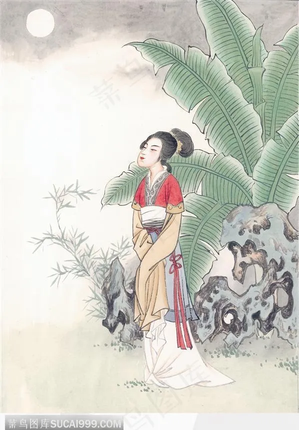 岩石旁的淑女