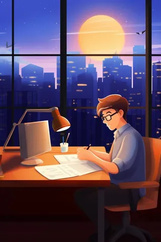 深夜男生书写简约背景