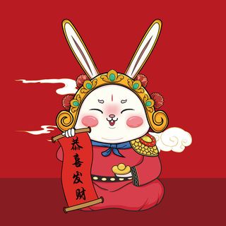 兔子中国风插画