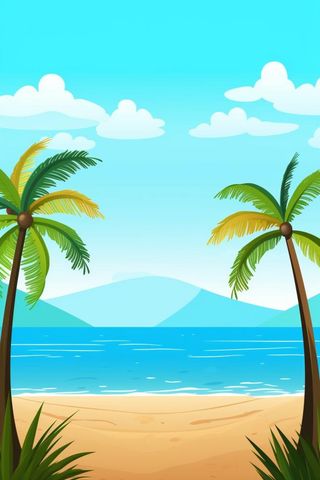 夏季沙滩椰树背景