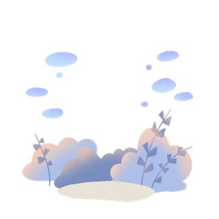 开学季扁平彩色背景植物元素组合 