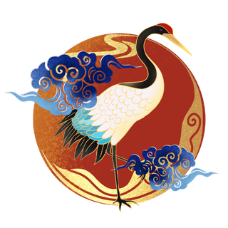 国潮仙鹤插画免扣素材设计素材