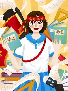 决战高考金榜题名高考加油插画