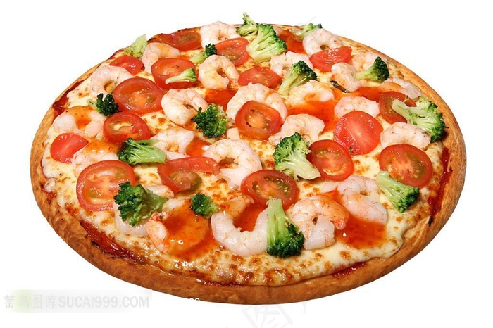 番茄虾仁美味披萨饼图片素材