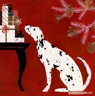 狗狗礼物艺术插画