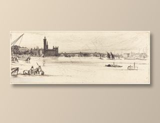 惠斯勒素描海景装饰画