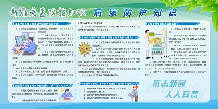 新冠病毒防控知识展板3cdr矢量模版下载