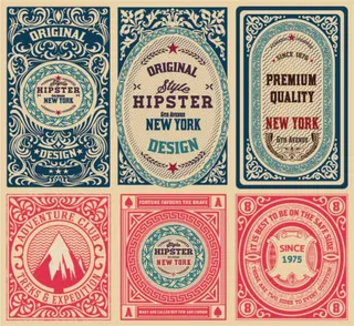 免抠花纹边框标签