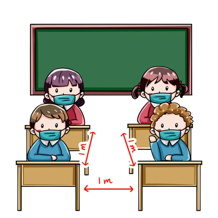 教育 口罩  学习 上课  保持距离