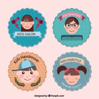 免抠儿童理发沙龙标签