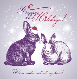 手绘兔年兔子背景