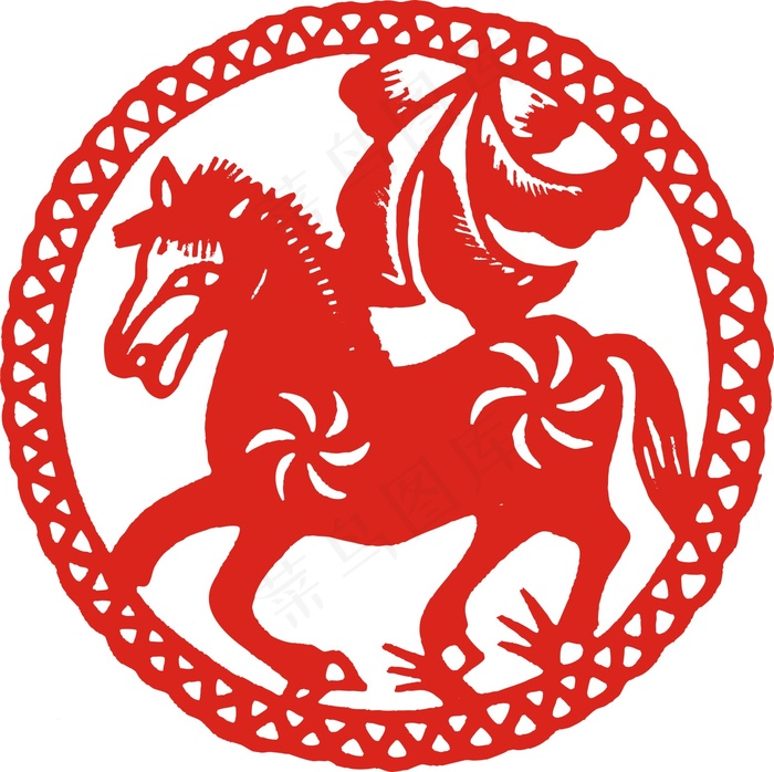 2022元旦新年剪纸马cdr矢量模版下载