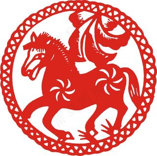 2022元旦新年剪纸马