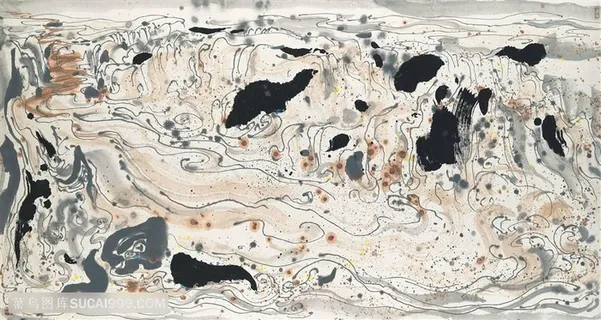 吴冠中手绘水墨抽象道路装饰画 吴冠中手绘水墨抽象道路装饰画