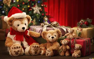 圣诞节小熊礼物高清背景